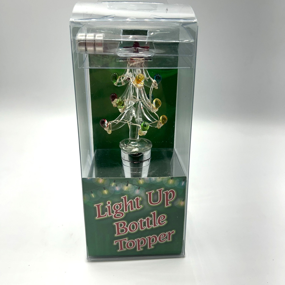 Light Up Glass Christmas Tree bottle stopper